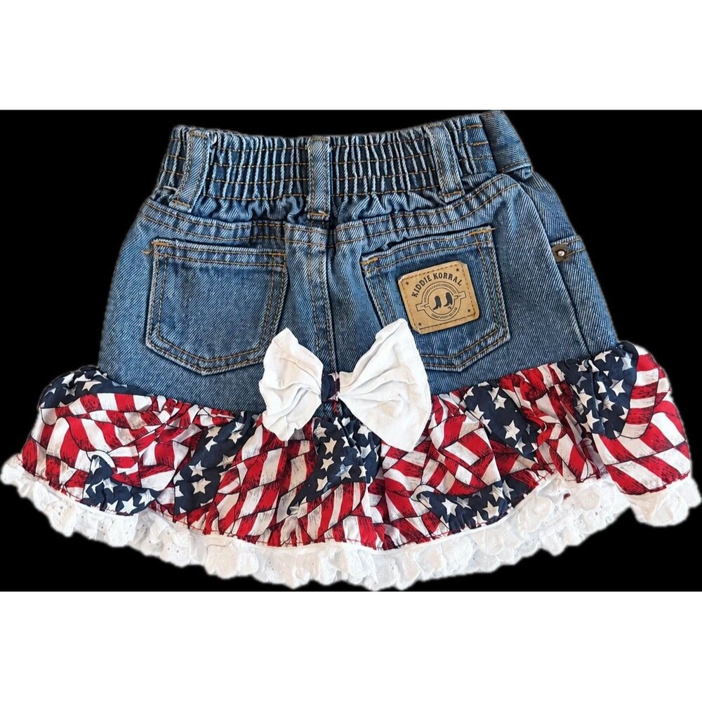 Kiddie Korral Patriotic Denim Ruffle Skirt